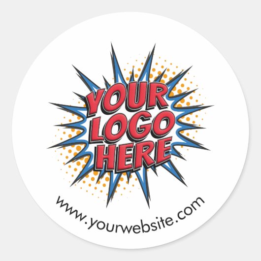 Logo & Website Aangepaste Witte Ronde Stickers Bla (Voorkant)