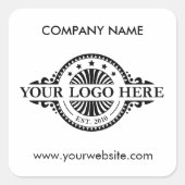 Logo & Website Aangepaste Witte Vierkante Stickers (Voorkant)