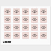 Logo & Website Custom Square Blush Pink Vierkante Sticker (Vel)