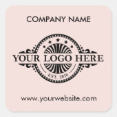 Logo & Website Custom Square Blush Pink Vierkante Sticker (Voorkant)