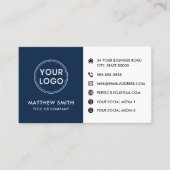 Logo website sociale media moderne marineblauw wit visitekaartje (Voorkant)