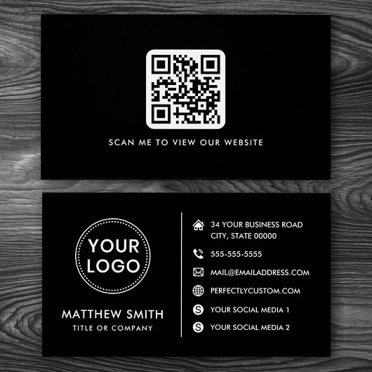 Logo website sociale media QR zwart visitekaartje