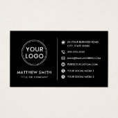 Logo website sociale media QR zwart visitekaartje (Voorkant)