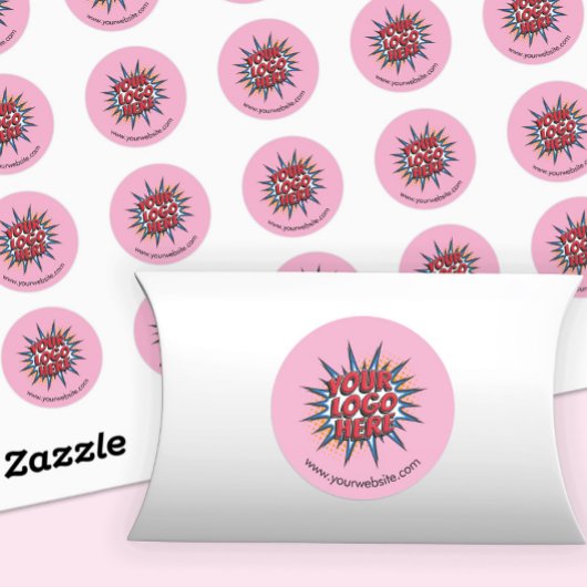 Logo & Website Upload Roze Ronde Stickers Blad