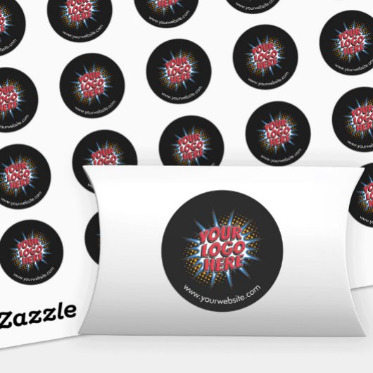 Logo & Website Upload Zwart Ronde Stickers Blad