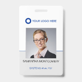 Logo werknemer Fotonaambalk Code Blauw grijs ID Badge