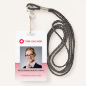 Logo werknemer Fotonaambalk Code gradiënt Rood ID Badge (Voorkant met draagriem)