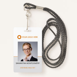 Logo werknemer Fotonaambalk Code Oranje grijs ID Badge