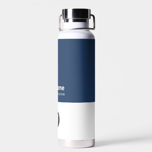 Logo werknemer in bedrijf, naam, beroep waterfles (Achterkant)