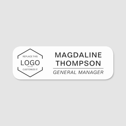 Logo-werknemerstitel zwart wit naamplaatje (Voorkant)