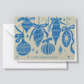 Logo Whimsical Blauwe Decoraties Beige Zakelijk Feestdagen Kaart