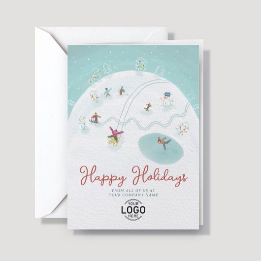 Logo Whimsical Fun Winter Joy Hand Drawn Business Feestdagen Kaart