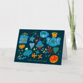 Logo Whimsical Hand Painted  Blue Orange Business Folie Feestdagenkaart (Voorkant)