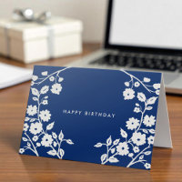 Logo White Folk Flowers Navy Blue Kantoor Verjaard