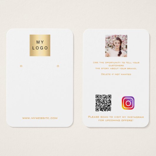 Logo wit goud, siersierjuwelen, QR-beeldscherm Visitekaartje (Voorkant /achterkant)