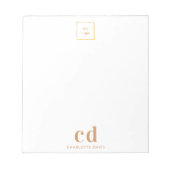 Logo wit gouden monogram bedrijfsbedrijf notitieblok (Voorkant)