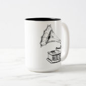 Logo (wit) tweekleurige koffiemok (Voorkant rechts)