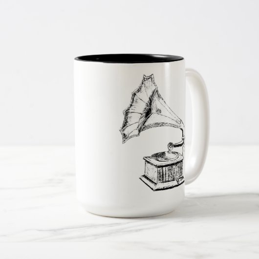 Logo (wit) tweekleurige koffiemok (Voorkant rechts)