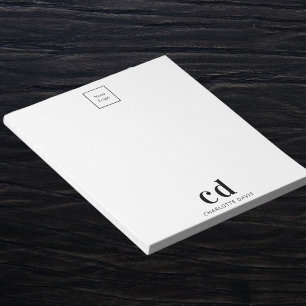 Logo wit zwart monogram bedrijf notitieblok