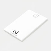 Logo wit zwart monogram bedrijf post-it® notes (Schuin)
