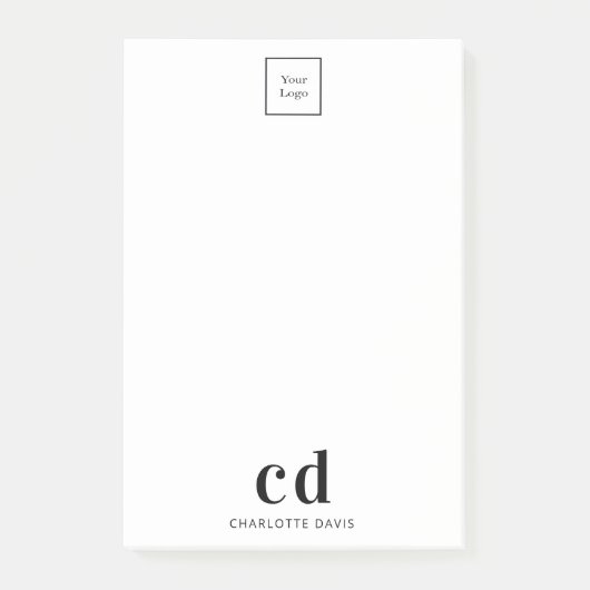 Logo wit zwart monogram bedrijf post-it® notes (Voorkant)