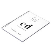 Logo wit zwart monogram bedrijfsinitiaal notitieboek (Linkerzijde)