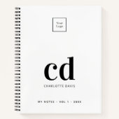 Logo wit zwart monogram initiaal bedrijfslogo  notitieboek (Voorkant)