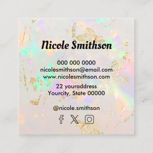 logo witte opal vierkante visitekaartje (Achterkant)