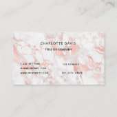 Logo-witte roos goudmarmer minimalistisch monogram visitekaartje (Achterkant)