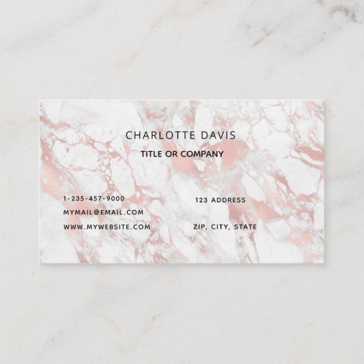 Logo-witte roos goudmarmer minimalistisch monogram visitekaartje (Achterkant)