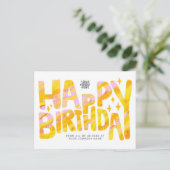 Logo Yellow Fun Crayon Handgeschreven Birthday Briefkaart (Staand voorkant)