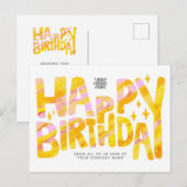 Logo Yellow Fun Crayon Handgeschreven Birthday Briefkaart (Voorkant / Achterkant)