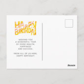 Logo Yellow Fun Crayon Handgeschreven Birthday Briefkaart (Achterkant)