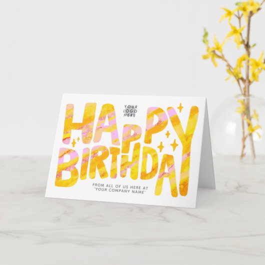 Logo Yellow Fun Crayon Handgeschreven Birthday Kaart (Gele Bloem)