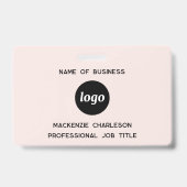 Logo Zakelijk Bedrijf Blush Roze Naam Badge (Voorzijde)