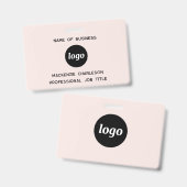 Logo Zakelijk Bedrijf Blush Roze Naam Badge (Voor- en achterkant)