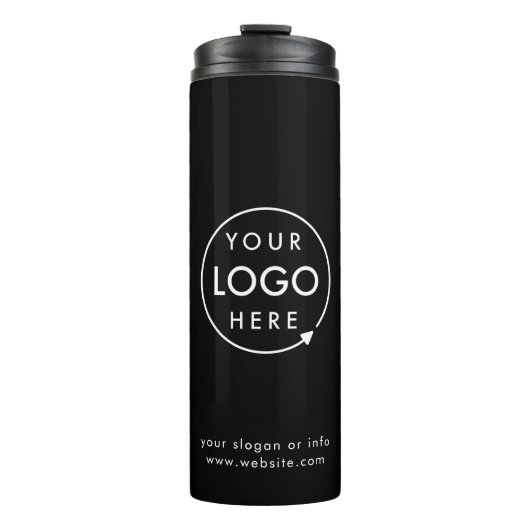 Logo | Zakelijk Bedrijf Branded Black Thermosbeker (Voorkant)