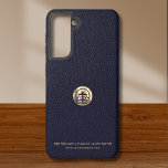 Logo Zakelijk Bedrijf Samsung Galaxy Hoesje<br><div class="desc">Een eenvoudige aangepaste navy blue business sjabloon in een moderne minimalistische luxestijl die eenvoudig kan worden bijgewerkt met uw bedrijf logo en tekst. Ontworpen met een sjabloon geborsteld metallic gouden logo embleem, kunt u aanpassen door de tekst en het afbeelding te wijzigen met behulp van de velden die worden verstrekt....</div>