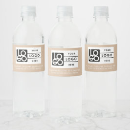 Logo Zakelijk Bedrijfs Minimaal Beige Waterfles Etiket