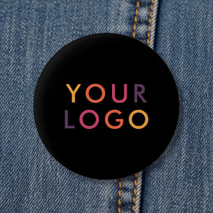 Logo Zakelijk Branden Zwart Ronde Button 5,7 Cm