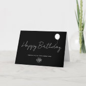 Logo Zakelijk Elegant Zwart Wit Ballon Verjaardag Kaart (Voorkant)