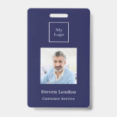 Logo zakelijk navyblauw QR-code fotonaam Badge (Voorzijde)