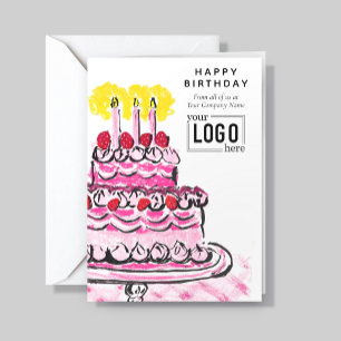 Logo Zakelijk Roze Artistieke Kaars Cakey Verjaard Kaart