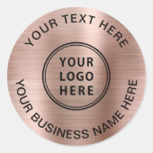 Logo Zakelijk Roze Goud Ronde Sticker (Voorkant)