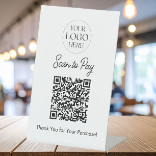 Logo Zakelijk Scan Om Te Betalen QR Code Tafel Sig Reclamebord Met Voetstuk