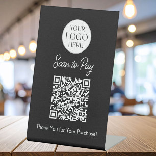 Logo Zakelijk Scannen Om Te Betalen QR Code Tafel Reclamebord Met Voetstuk