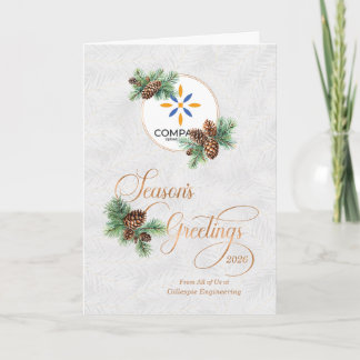 Logo Zakelijk Seizoensgroeten en Pines Aangepast Feestdagen Kaart