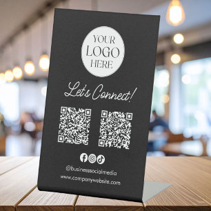 Logo Zakelijk Sociaal Media QR Code Tafel Signaal Reclamebord Met Voetstuk