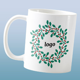 Logo Zakelijke Feestdagen met Hulstkrans Koffiemok