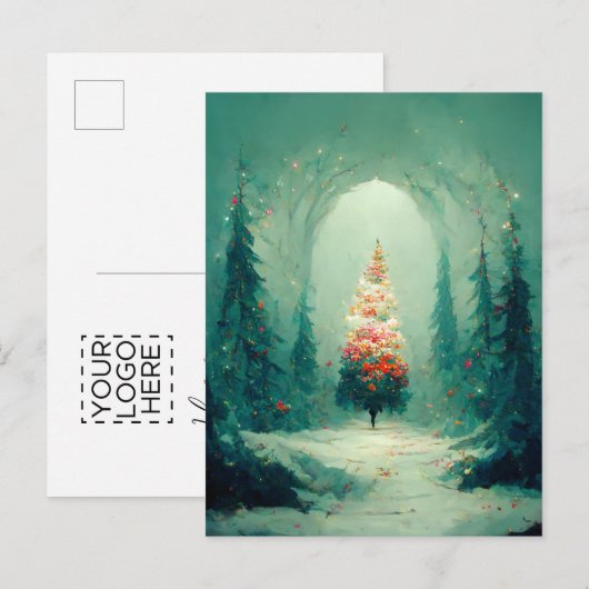 Logo Zakelijke Kerstboom Kerstkaart Briefkaart (Voorkant / Achterkant)